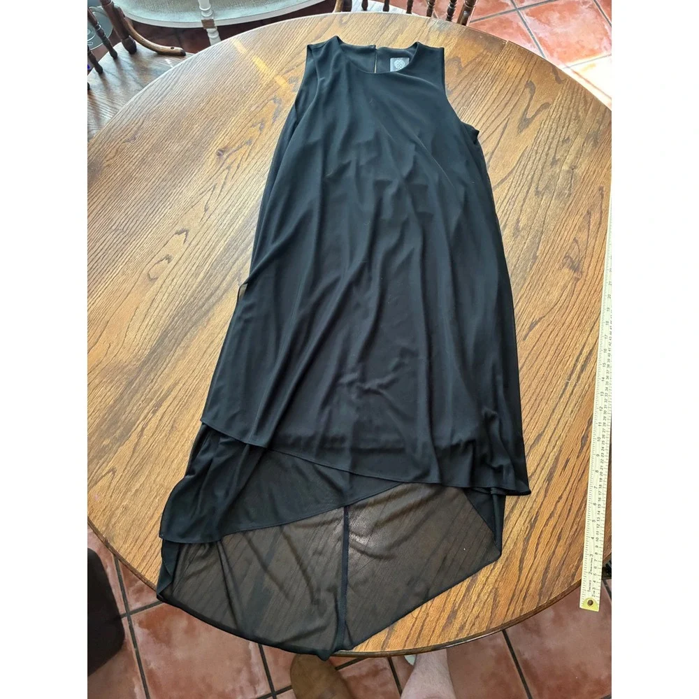 Vince Camuto Womens Black High Low Sheer Mesh Overlay‎ Sleeveless Dress Size 4